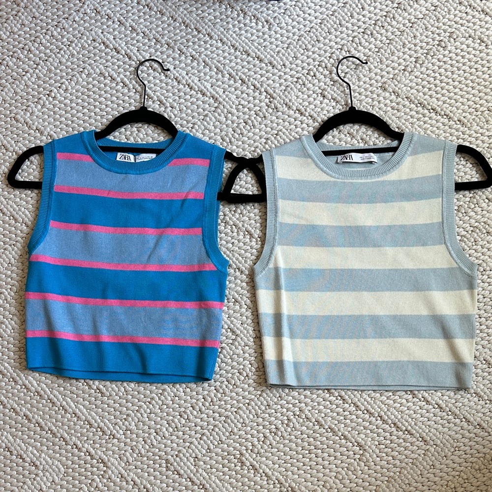 Zara bundle tank striped shirts size large BNWT women